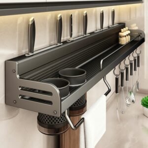 Versatile Wall-Mounted Kitchen Rack